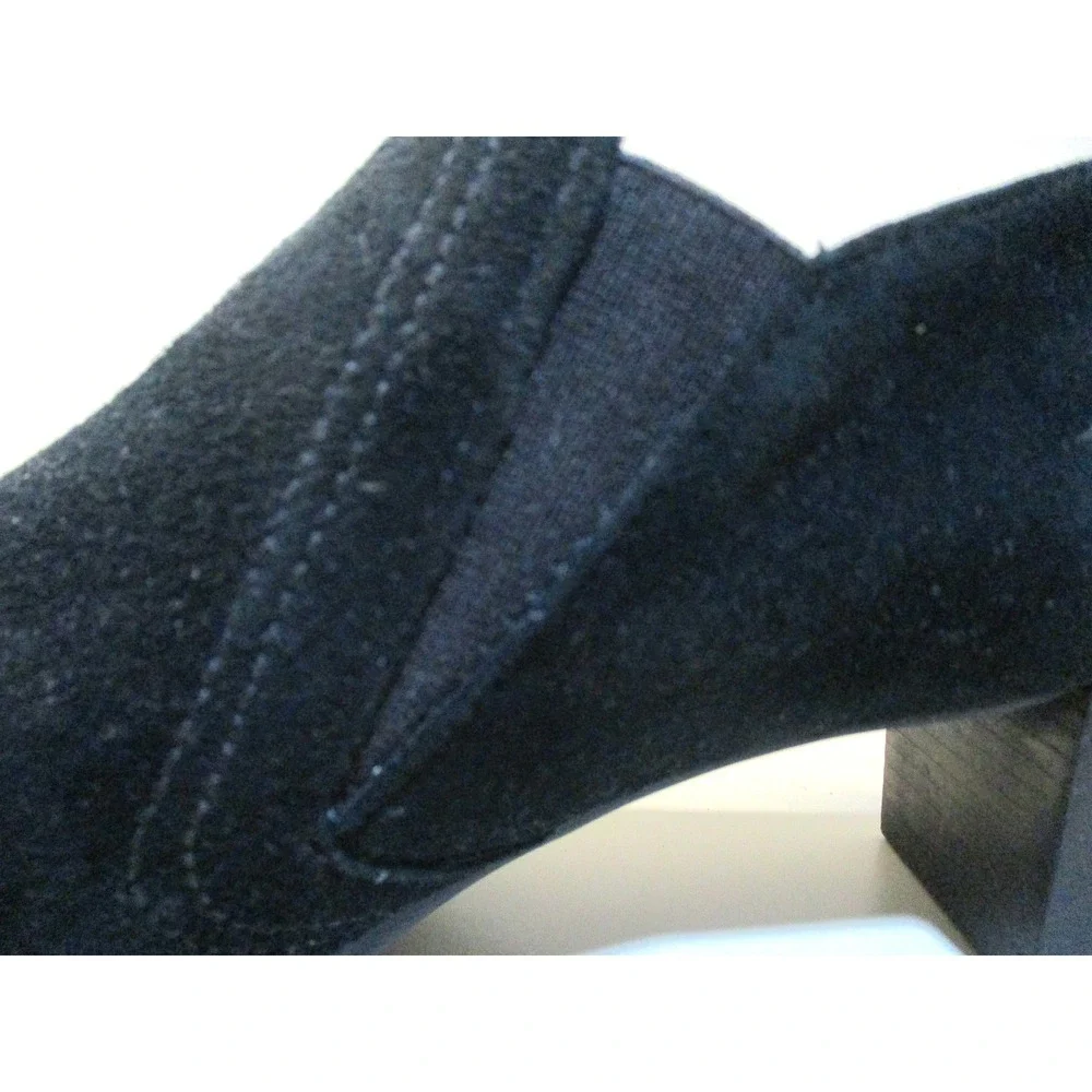 Munro American Black Suede Side Zip Block Heel Booties Womens 8.5 N M210586K